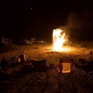 Desert Bonfire Under the Night Sky