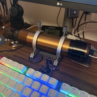 RGB Mechanical Keyboard and Golden Telescope Gaming Setup
