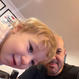 Father and Child Selfie at Home