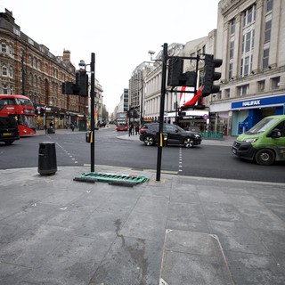 Quiet London Street Corner at Dawn