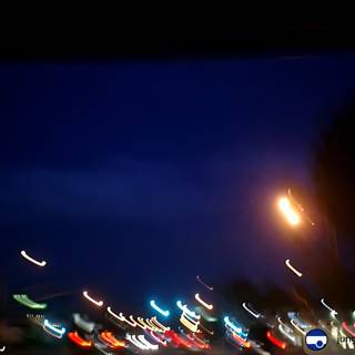 Blurred Street Lights under the Night Sky