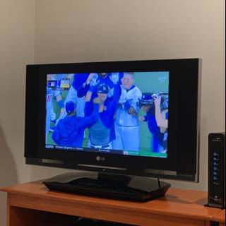 Baseball Game on Big Screen TV