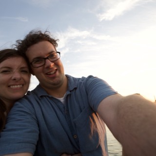 Sunset Selfie Couple by the Water Fourth of July