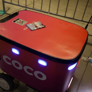 Coco Delivery Robot Parked at Wobbleland Festival