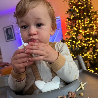 Toddler's Messy Christmas Dessert Moment