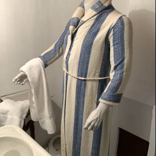 Blue and White Striped Robe Mannequin