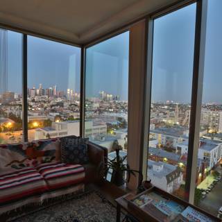 City View from a Penthouse Living Room