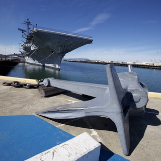 USS Hornet Aircraft Carrier Moored at Naval Dock