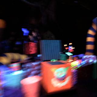 Blurry Toy Train with Colorful Lights