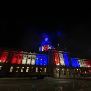 City Hall Illuminated in Red, White and Blue