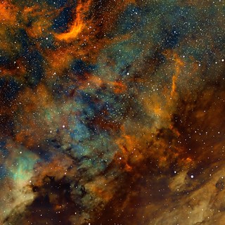 NGC6997 Open Cluster in Cygnus SHO Narrowband Palette