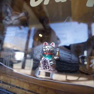 Maneki-neko Lucky Cat in Window Display