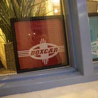 Vintage Boxcar Signage in Modern Retail Setting