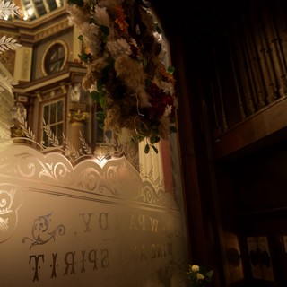 Orthodox Church Memorial with Dried Flowers and Iconography