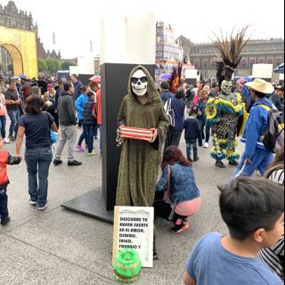 Skeleton Sign Man at Festival
