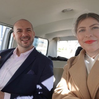 Elegant Couple Sharing Car Ride Together