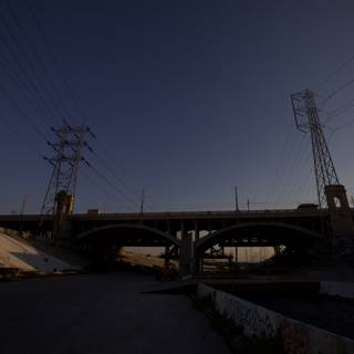Sunset over the LA River Bridge