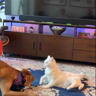 Playful Pets in a Tech-Savvy Living Room