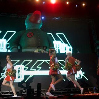 Cheerleaders and Robot on Stage