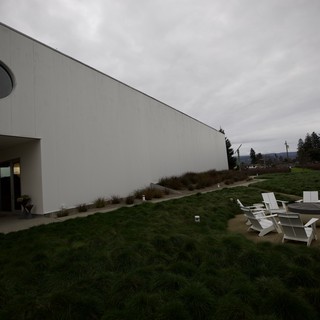 Modern Winery Architecture Under Overcast Skies