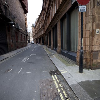 Empty Urban Street in Historic Glasgow District