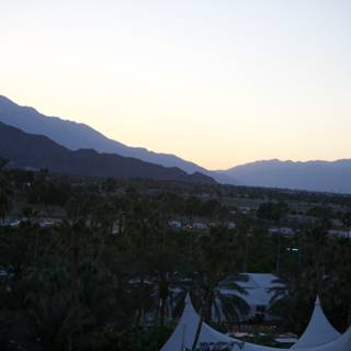 Serene Sunset View of Mountains and Palms