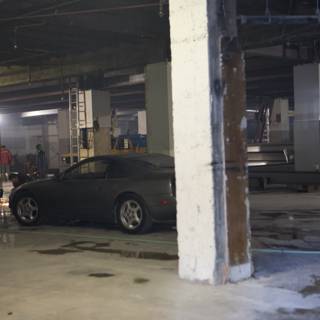 Parked Coupe in Empty Garage