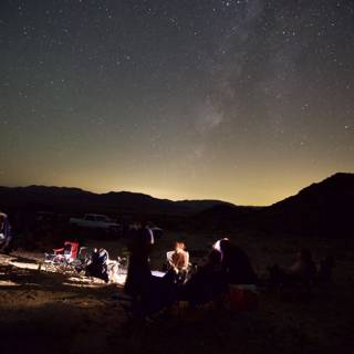 Nighttime Campfire Under the Starry Sky