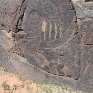Hand and Face Carved in Slate Rock