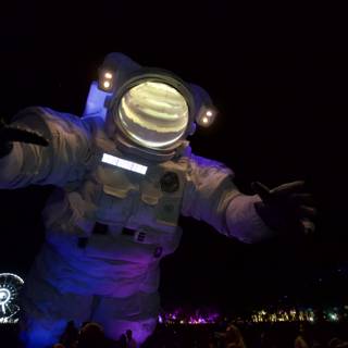 Giant Inflatable Astronaut Illuminated at Night