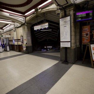 Underground Railway Station Platform Entrance in London