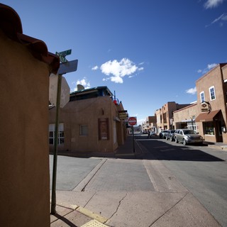 Quiet Street Corner in Santa Fe's Historic Adobe District