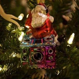 Santa DJ Christmas Tree Ornament with Colorful Speakers