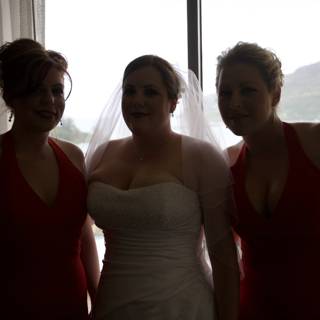 Three Women Dazzle in Red Evening Gowns