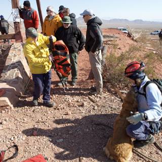 Mine Rescue Team and Their Trusty Companion