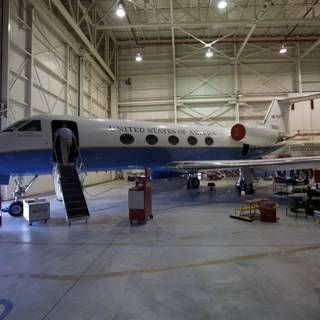 Parked Airplane in the Hangar
