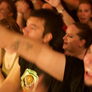 Concertgoers rocking out at the Bad Religion Glasshouse show