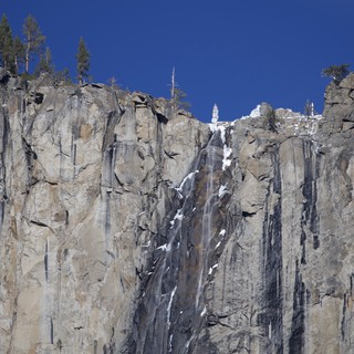 Winter Waterfall Cascading Down Yosemite's Granite Cliffs