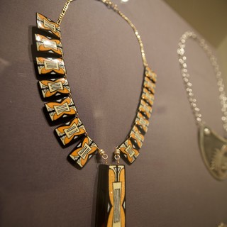 Art Deco Geometric Necklace Display in Museum