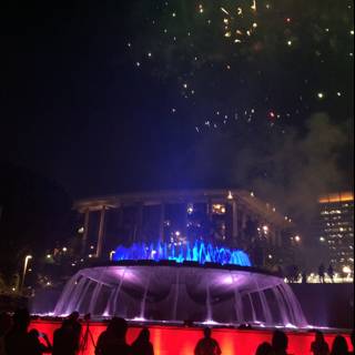 Night Sky Illuminated by Fountain Fireworks