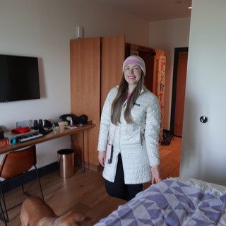 Woman in Winter Coat Ready to Go Out
