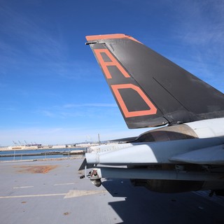USS Hornet Aircraft Carrier Tail Section with Orange Markings