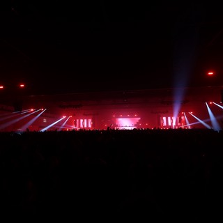 Crimson Light Waves Over Wobbleland 2026 Crowd