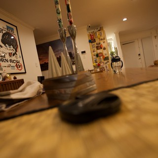 Intimate Home Interior with Vintage Posters and Skis