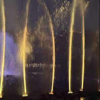 Illuminated Fountains at Dusk