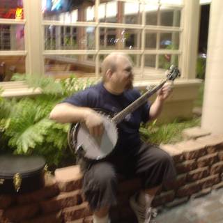 Banjo music outside the restaurant