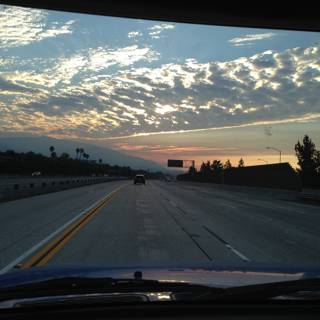 Driving into the Pasadena Sunrise