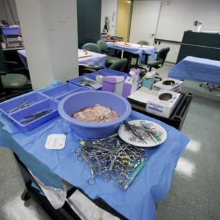 Surgical Tools and Food Bowl in Operating Theatre