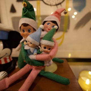 Elf on the Shelf Family with Mickey Mouse Ornaments
