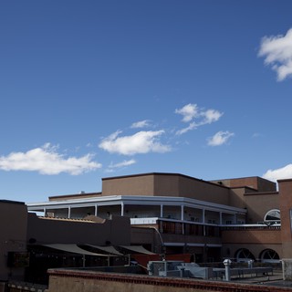 Adobe Architecture Under Blue Skies in Santa Fe